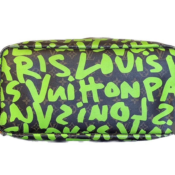 Louis Vuitton x Stephen Sprouse Graffiti Neverfull Gm Neon Green Tote Bag Rare - Picture 15 of 16